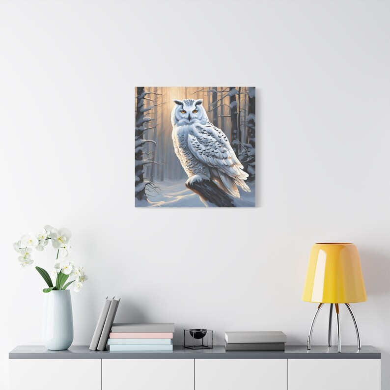 Snowy Owl Print Wall Art Matte Canvas, Stretched, 1.25 Animal Lover