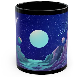 Outer Space Anime Coffee Tea Hot Chocolate Mug Sci-fi Theme Gift Mug Moon and Stars Mug