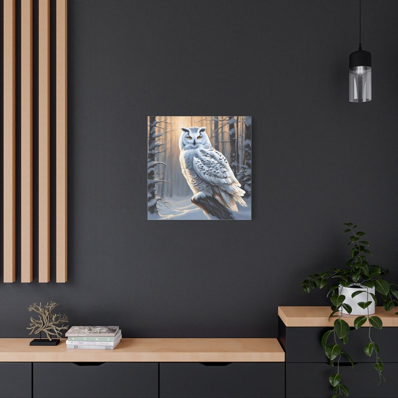 Snowy Owl Print Wall Art Matte Canvas, Stretched, 1.25 Animal Lover