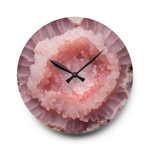 Pink Quartz  Geode-look Unique Design Acrylic Wall Clock Agate  Lover Gemologist Gift Nature Lover Rock Gift