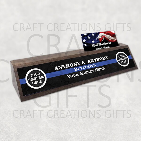 Desk Name Plate With Card Holder Etsy