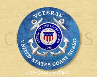 United States Coast Guard Chief in Blue with Chief Anchor Embossed License Plate
