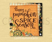 METAL WREATH SIGN Happy Pumpkin Spice Season, Crafts Fall Autumn Halloween Thanksgiving Decorations Deco Mesh Attachment Accent