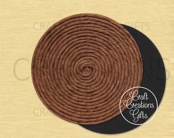 DOLLHOUSE RUG Miniature Brown Faux Rope Style Non-Slip Round Area Rug