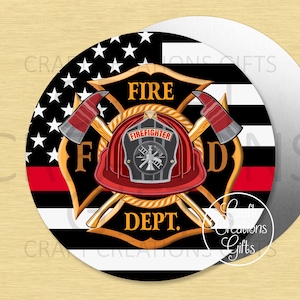 CRAFT SIGN Fire Dept Thin Red Line Firefighter First Responder Crafts Wreaths