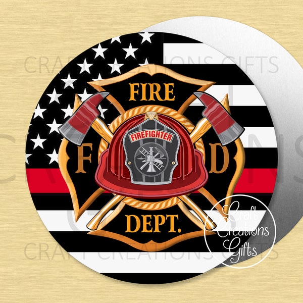 CRAFT SIGN Fire Dept Thin Red Line Firefighter First Responder Crafts Wreaths