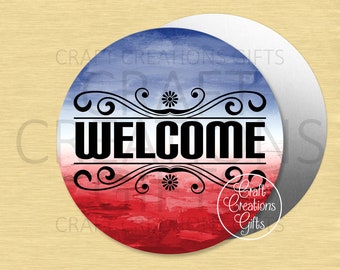 CRAFT SIGN Welcome Red White Blue Patriotic 4th of July Themes Crafts Decor Wreaths