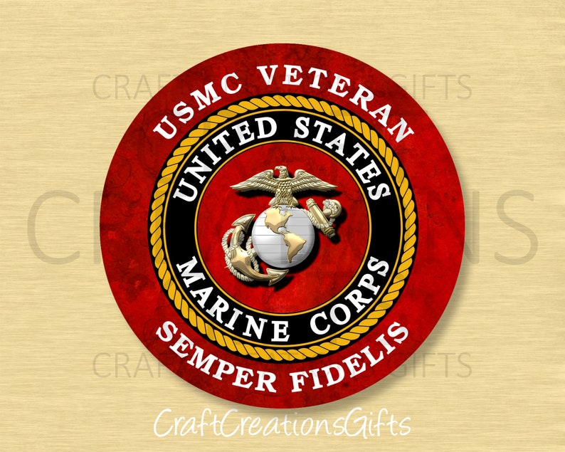 Metal Wreath Sign MARINE VETERAN Round Deco Mesh Attachment Etsy