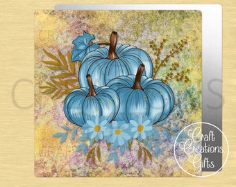 CRAFT SIGN Blue Pumpkins Autumn, Fall Crafts Tiered Tray Displays Wreaths