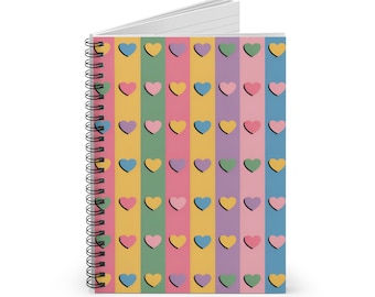 Colorful Striped Hearts Spiral Notebook | Ruled Journal