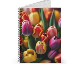 Colorful Tulip Bouquet Spiral Notebook | Ruled Journal Notetaking Diary