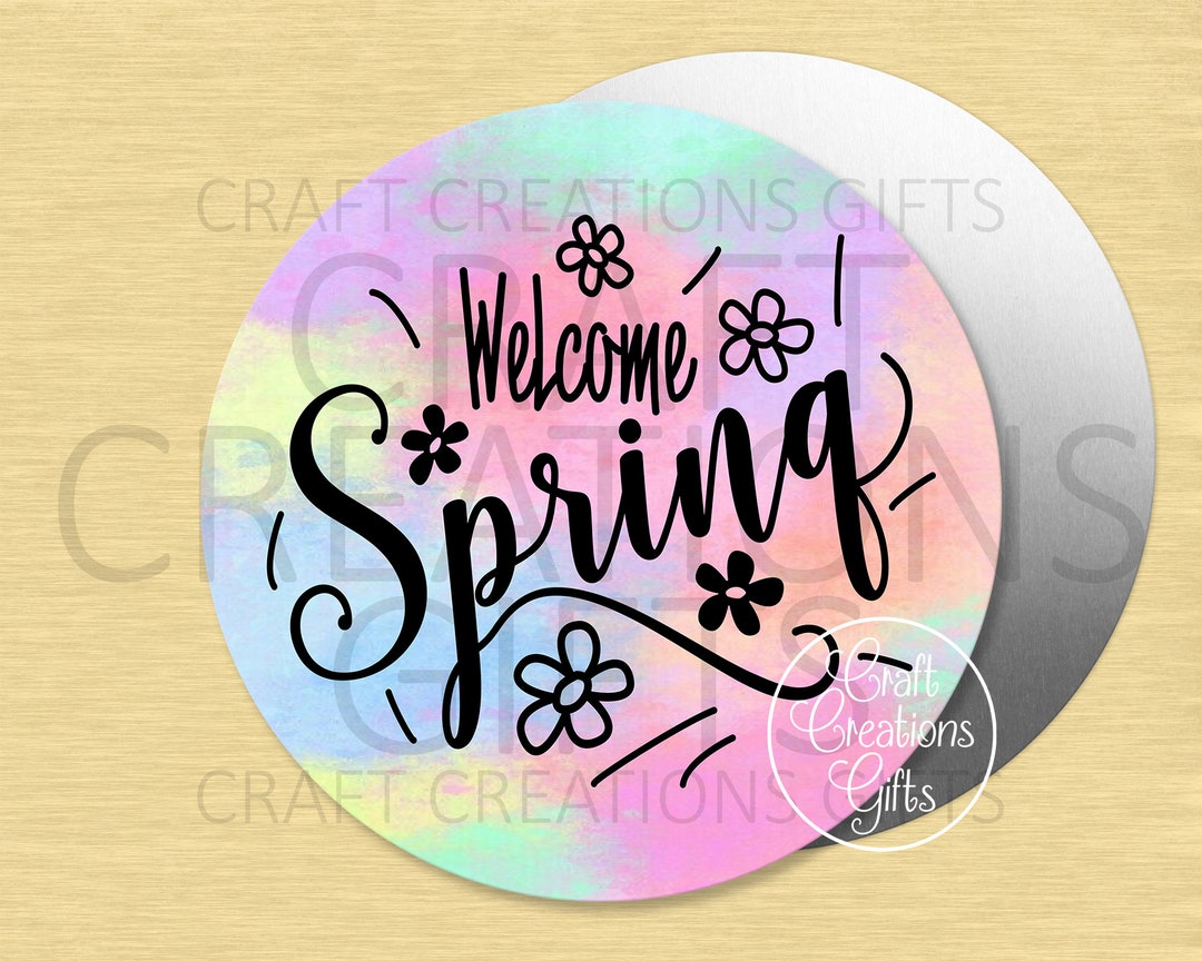 CRAFT SIGN Welcome Spring Watercolor Pastels Tiered Tray Round Crafts ...