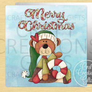 SMALL SIGN Merry Christmas Winter Bear Tiered Tray Sign Home Decor Dollhouse Miniature