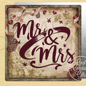 SMALL SIGN Mr & Mrs Wedding Shower Marriage Tiered Tray Sign Home Decor Dollhouse Miniature