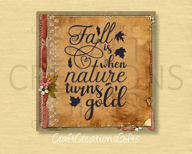 METAL WREATH SIGN Fall Is When Nature Turns Gold Craft Accent Supplies Deco Mesh Swag Front Door Floral Decor Attachment