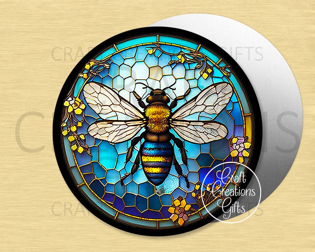 ROUND CRAFT SIGN Stained Glass Honeycomb Honey Bee Crafts Projects ...