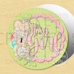 WREATH SIGN Its A Girl New Baby Cake Cupcake Topper Gender Reveal Tiered Tray Craft Projects Home Decor