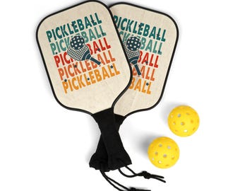 Pickleball Paddle And Balls Set Retro Kit 2 Paddles 2 Balls And Carry Bag