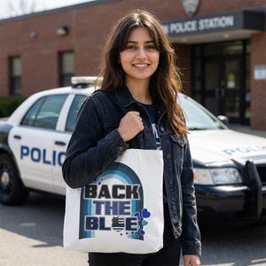 TOTE BAG Back the Blue Hearts Police Support Law Enforcement Gifts