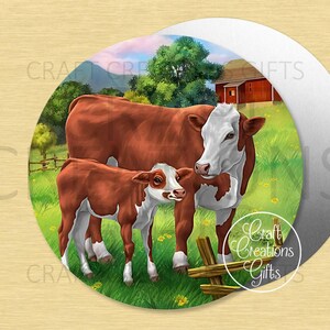 SMALL SIGN Cow With Calf Hereford Cattle Farm Animals Tiered Tray Craft Projects Home Decor