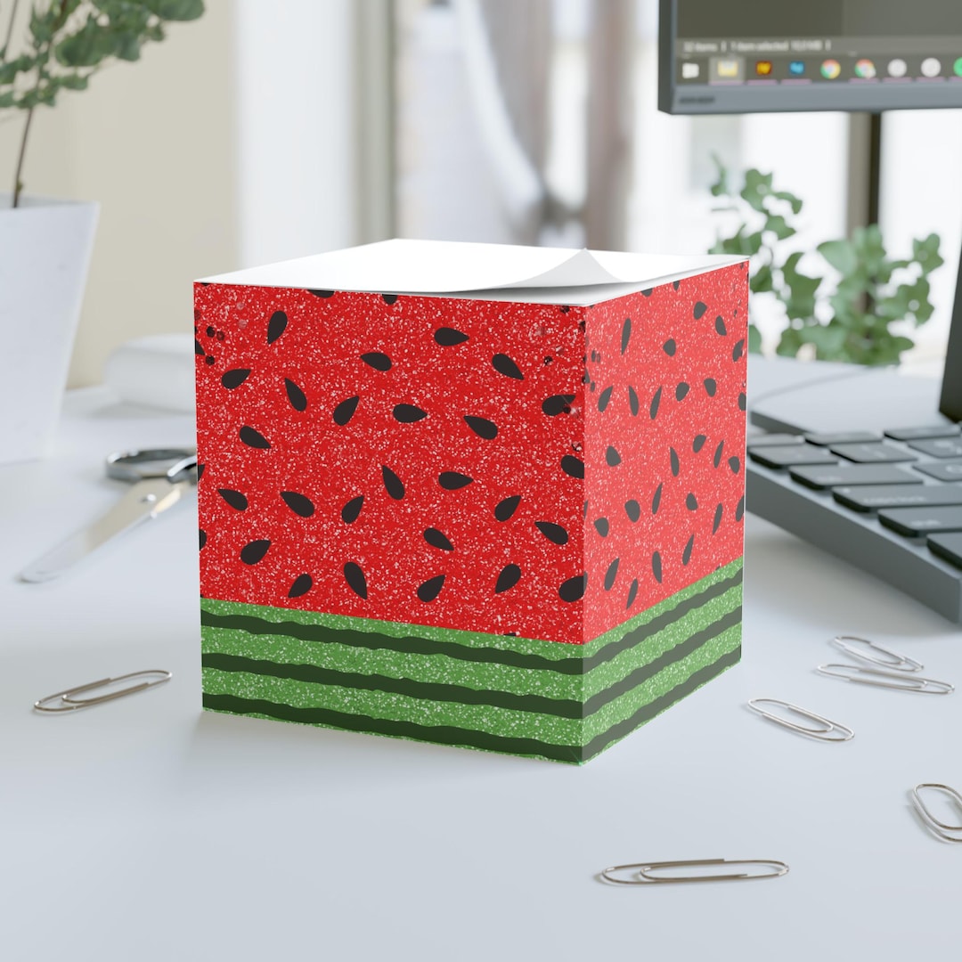 Watermelon Slice Note Cube | Sticky Memo Summer Desk Accessory - Etsy