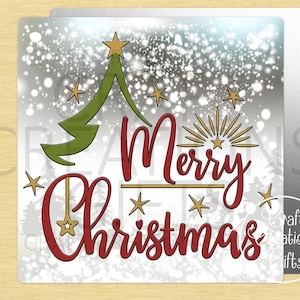SMALL SIGN Merry Christmas Snow Snowflakes Tiered Tray Sign Home Decor Dollhouse Miniature