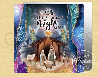 CRAFT SIGN Oh Holy Night Nativity Manger Scene Christmas Crafts Tiered Tray Displays Wreaths