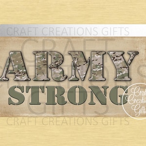 CRAFT SIGN Army Strong Spouse Wife Military Family Mini Signs Home Decor Dollhouse Miniature