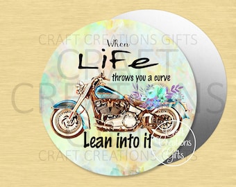 CRAFT SIGN When Life Throws You A Curve Lean Into It, Motorcycle Crafts Tiered Tray Decor Wreaths