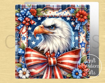 CRAFT SIGN Eagle Flag America Red White Blue 4th of July Patriotic Wreaths Crafts Tiered Tray Signs