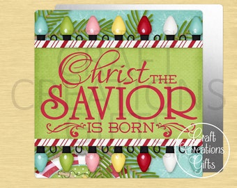 CRAFT SIGN Christ The Savior Is Born, Christmas Lights Crafts  Tiered Tray Decor Wreaths