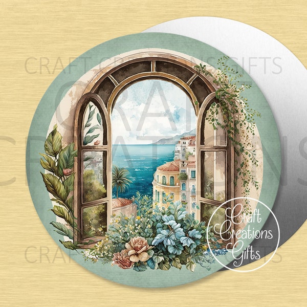 CRAFT SIGN French Riviera Window View Watercolor Crafts Miniatures Wreaths