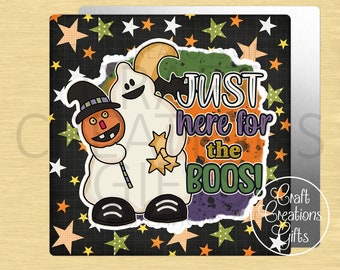 CRAFT SIGN Just Here For The Boos Ghost, Fall Halloween Crafts Tiered Tray Displays Wreaths