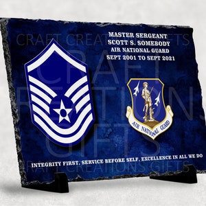 SLATE PLAQUE Air National Guard Personalized Rank Retirement Promotion Award Appreciation Achievement Recognition Veteran Gift Military