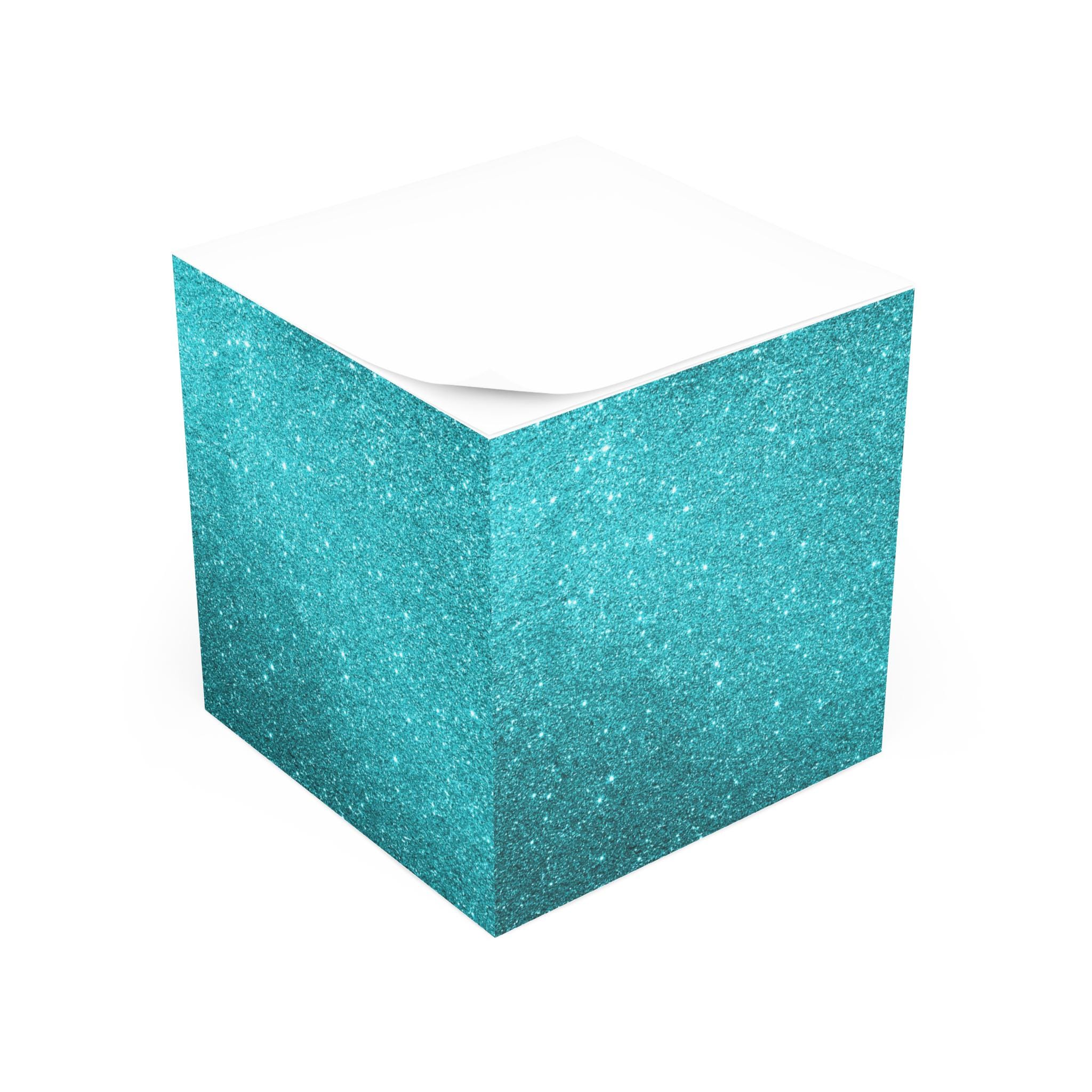 NOTE CUBE Teal Glitter Sparkle Sticky Memo Pad Aqua Turquoise Glam Desk ...