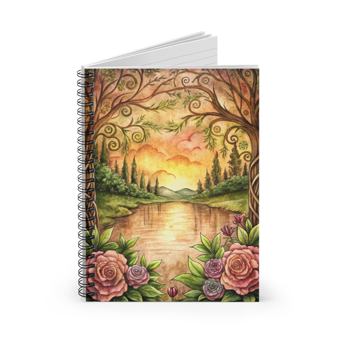JOURNAL Storybook Sunset Landscape Ruled Spiral Notebook Fairytale ...