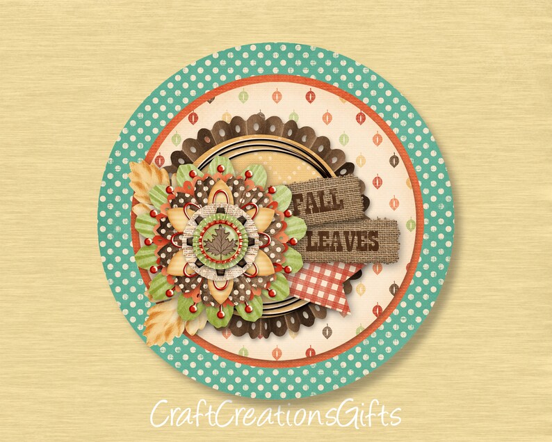 Metal Wreath Sign 8in Round Fall Leaves Autumn Deco Mesh Front Door Floral Home Decor Craft Wreath Supplies Attachment Beautiful Colors