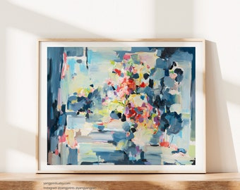 Blue Abstract art print signed by artist, Giclée Prints, Wall Art print, Painting, blue art poster, modern home art gift, living room print