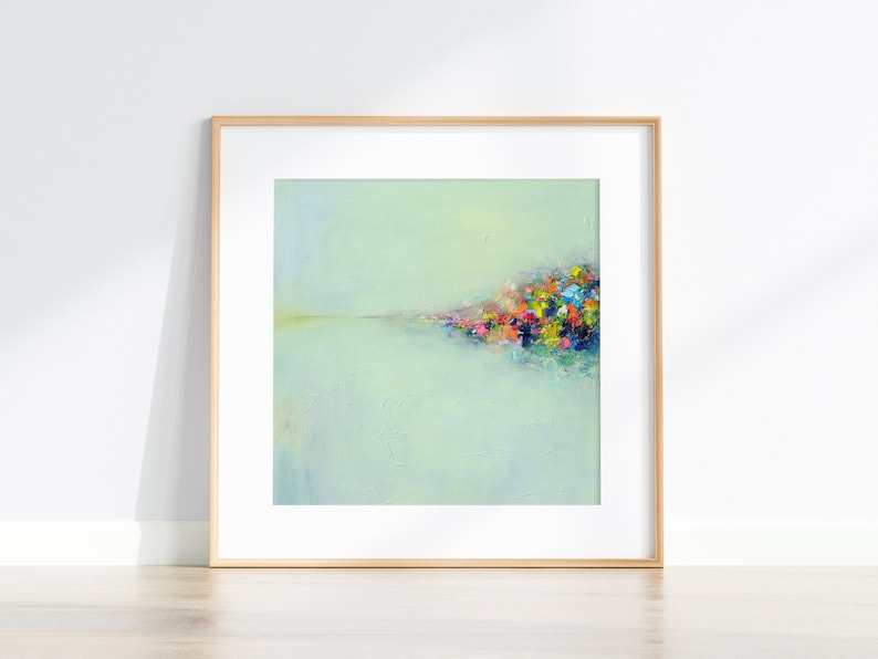 Abstract art print, Giclee Print, original abstract painting ,Abstract Landscape print, print wall art, Art gift, square print 10x10 12x12 image 1