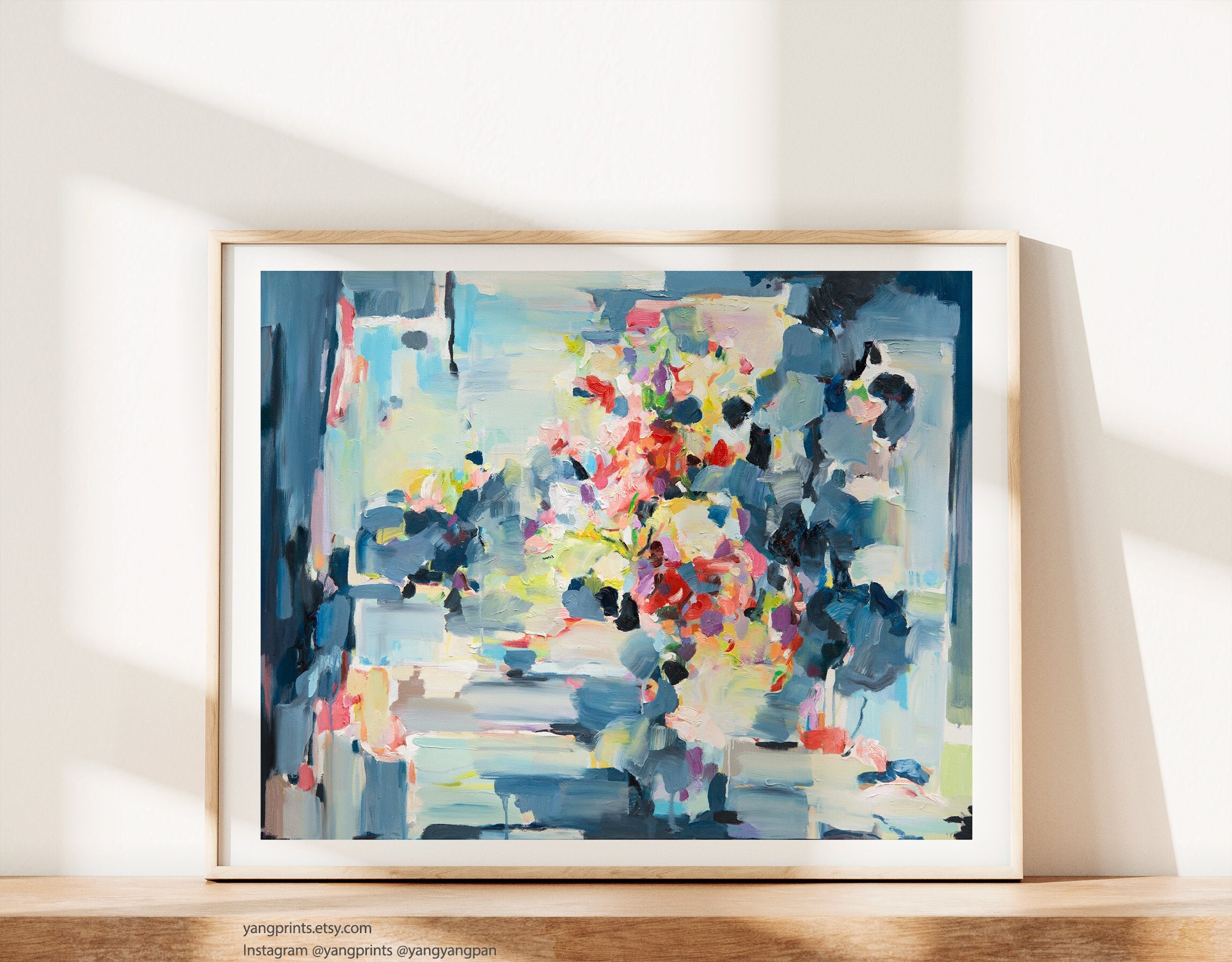 Blue Abstract Art Print Signed by Artist Giclée Prints Wall Etsy UK