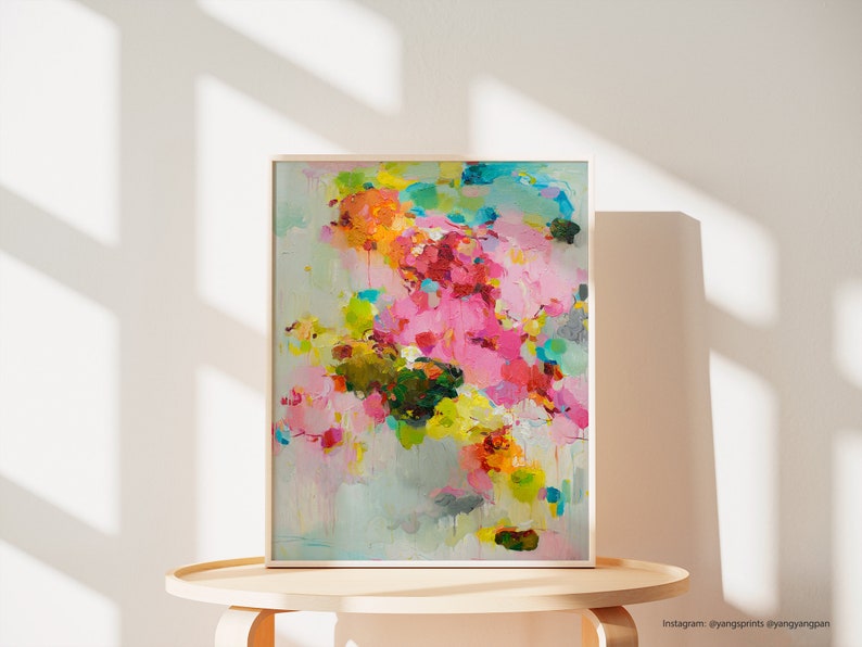 Giclée art print of Abstract painting signed by artist, pink, abstract prints, cloud landscape print, Wall Art prints, art gift, artwork, image 3