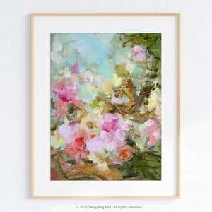 Flower Painting print signed by artist Yangyang Pan, Fine Art Prints, giclée, wall art, spring garden, home gift Delight image 1