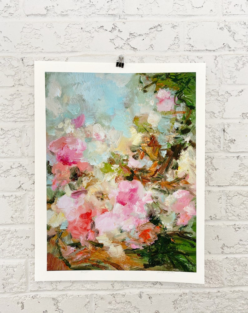 Flower Painting print signed by artist Yangyang Pan, Fine Art Prints, giclée, wall art, spring garden, home gift Delight image 5