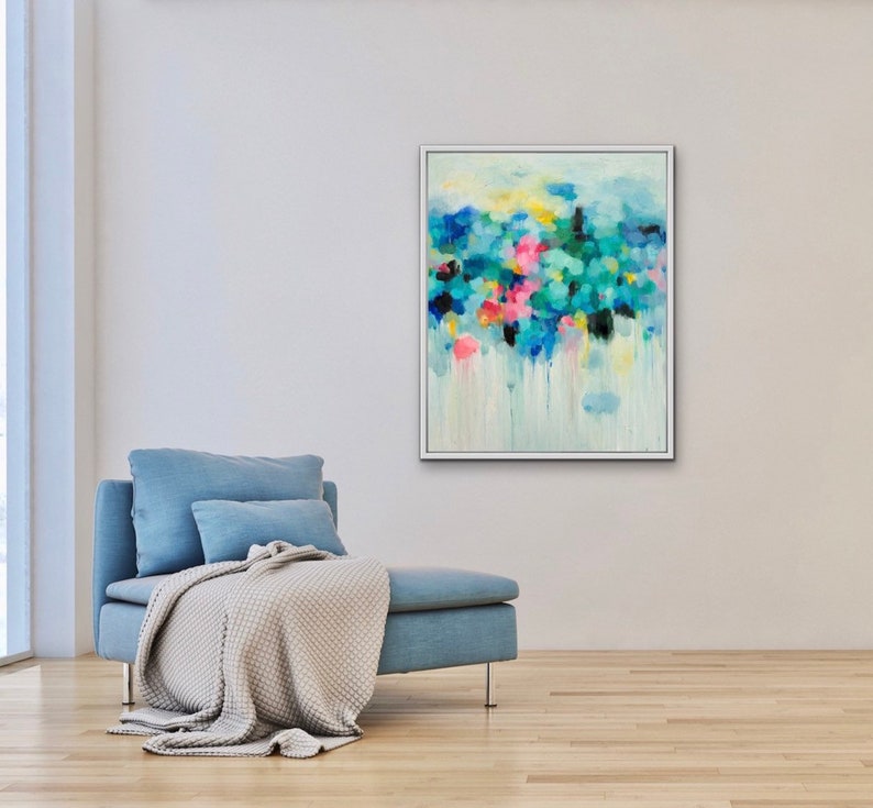 Abstract Art Canvas Print of oil painting signed by artist, Giclee, large wall art waterlily artwork home gift print living room art image 3