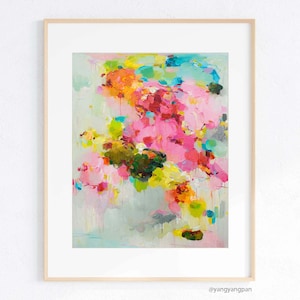 Pink fine art print of abstract painting signed by artist, Giclée print, pink cloud, Wall Art print, Giclee Print, gift, fine art, 11x14