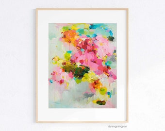 Pink fine art print of abstract painting signed by artist, Giclée print, pink cloud, Wall Art print, Giclee Print, gift, fine art, 11x14