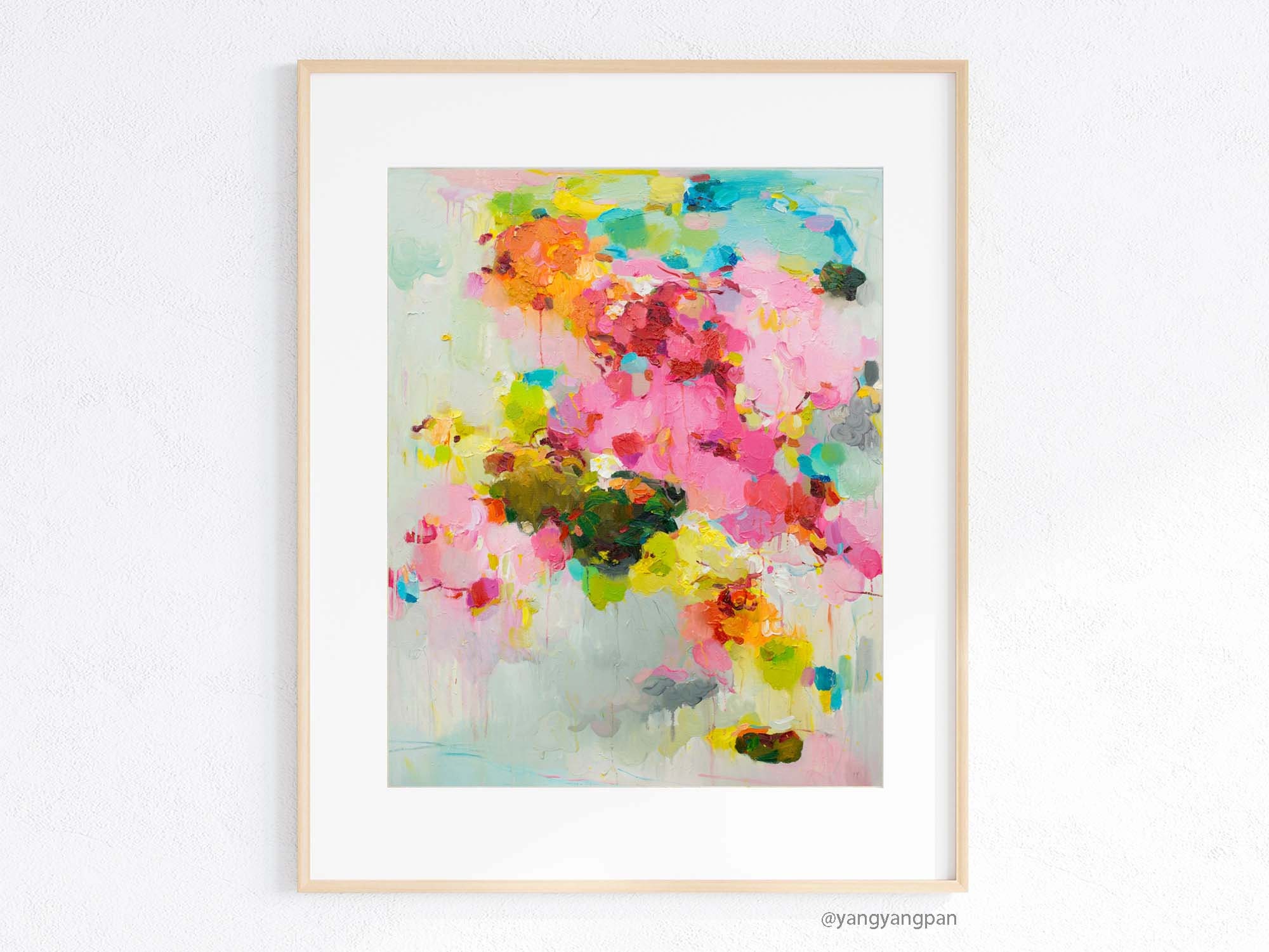 Pink fine art print of abstract painting signed by artist, Giclée print, pink cloud, Wall Art print, Giclee Print, gift, fine art, 11x14