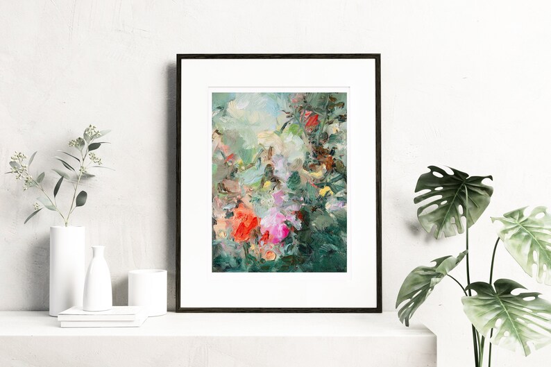 art prints Giclee Abstract Floral Painting print, wall art, Garden Art, art gift, home decor, home gifts, Blessing image 1