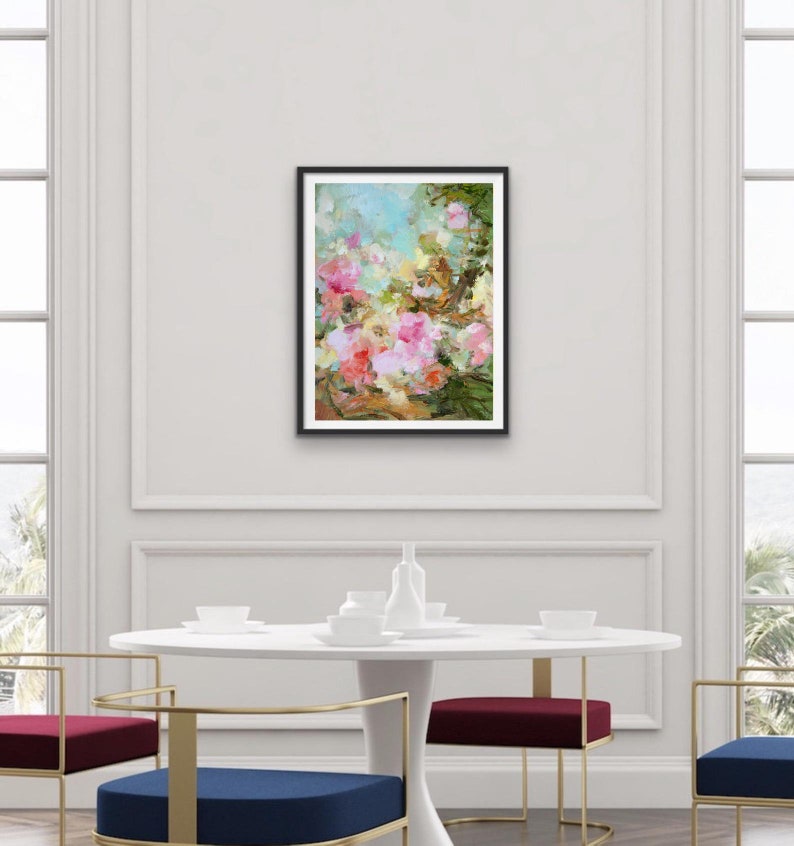 Flower Painting print signed by artist Yangyang Pan, Fine Art Prints, giclée, wall art, spring garden, home gift Delight image 4