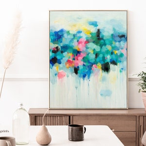 Abstract Art Canvas Print of oil painting signed by artist, Giclee, large wall art waterlily artwork home gift print living room art image 1